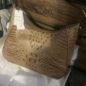 Brahmin Brown Crocodile Embossed Hobo Bag